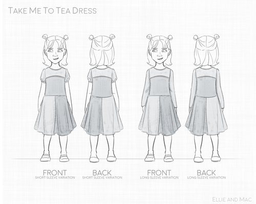 Ellie and Mac Take Me To Tea Dress drawing